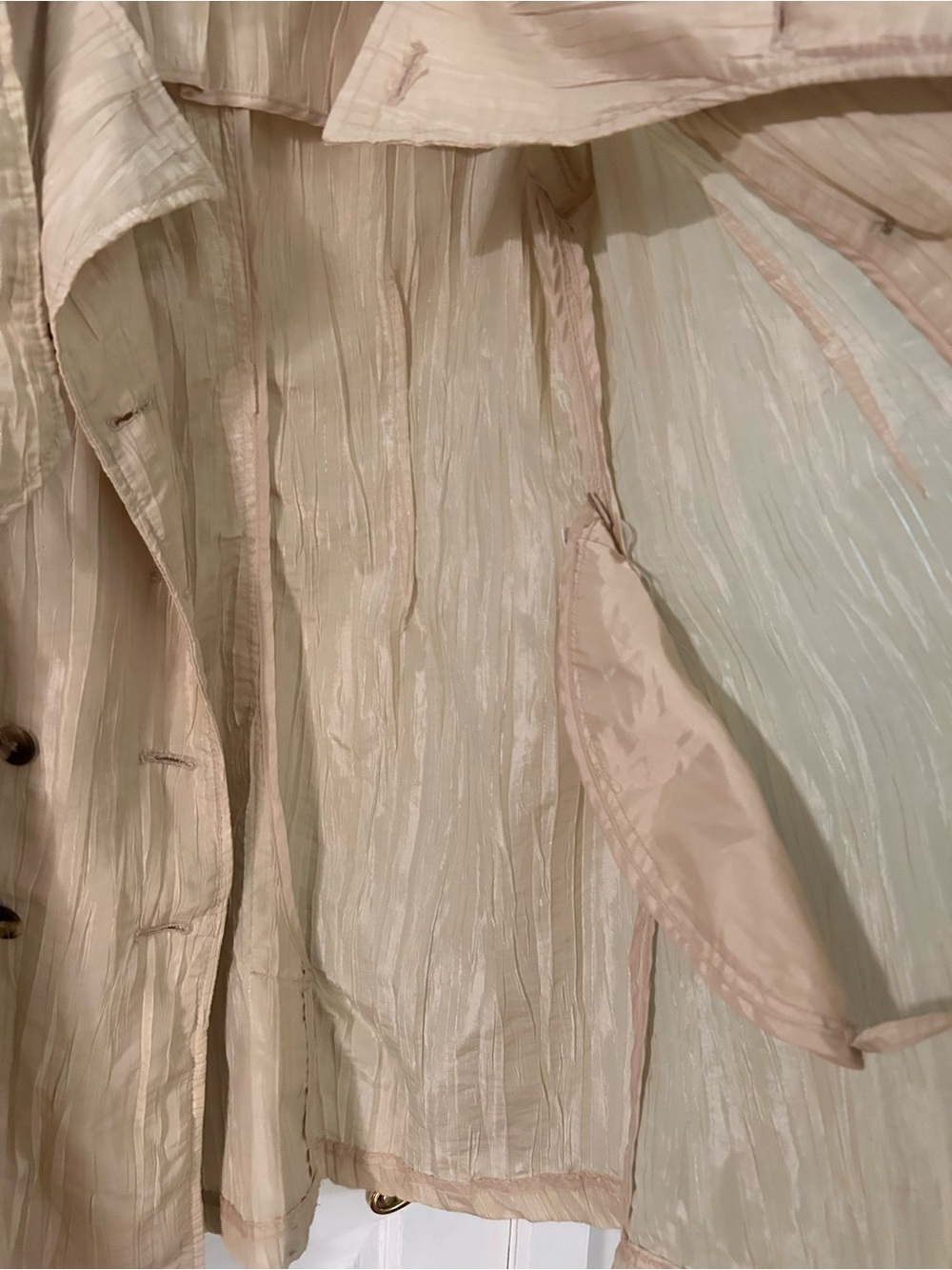 Isaac Mizrahi for Target Cream Textured Tie-Waist Trench Coat M - Picture 7 of 9